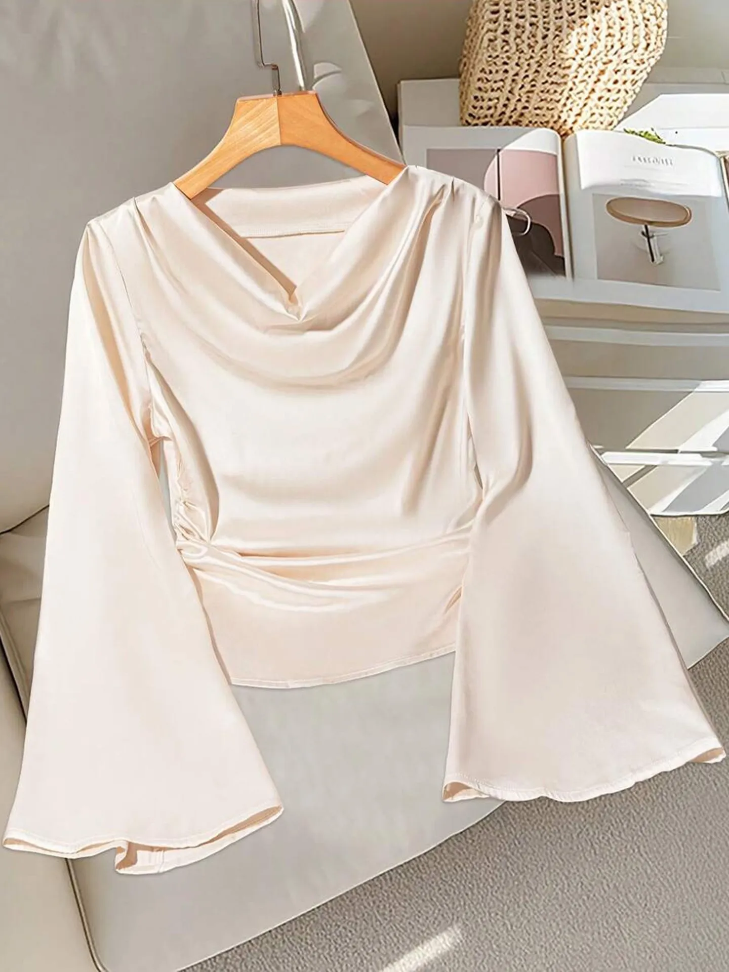Sleeveless Cowl Neck Printed Satin Top