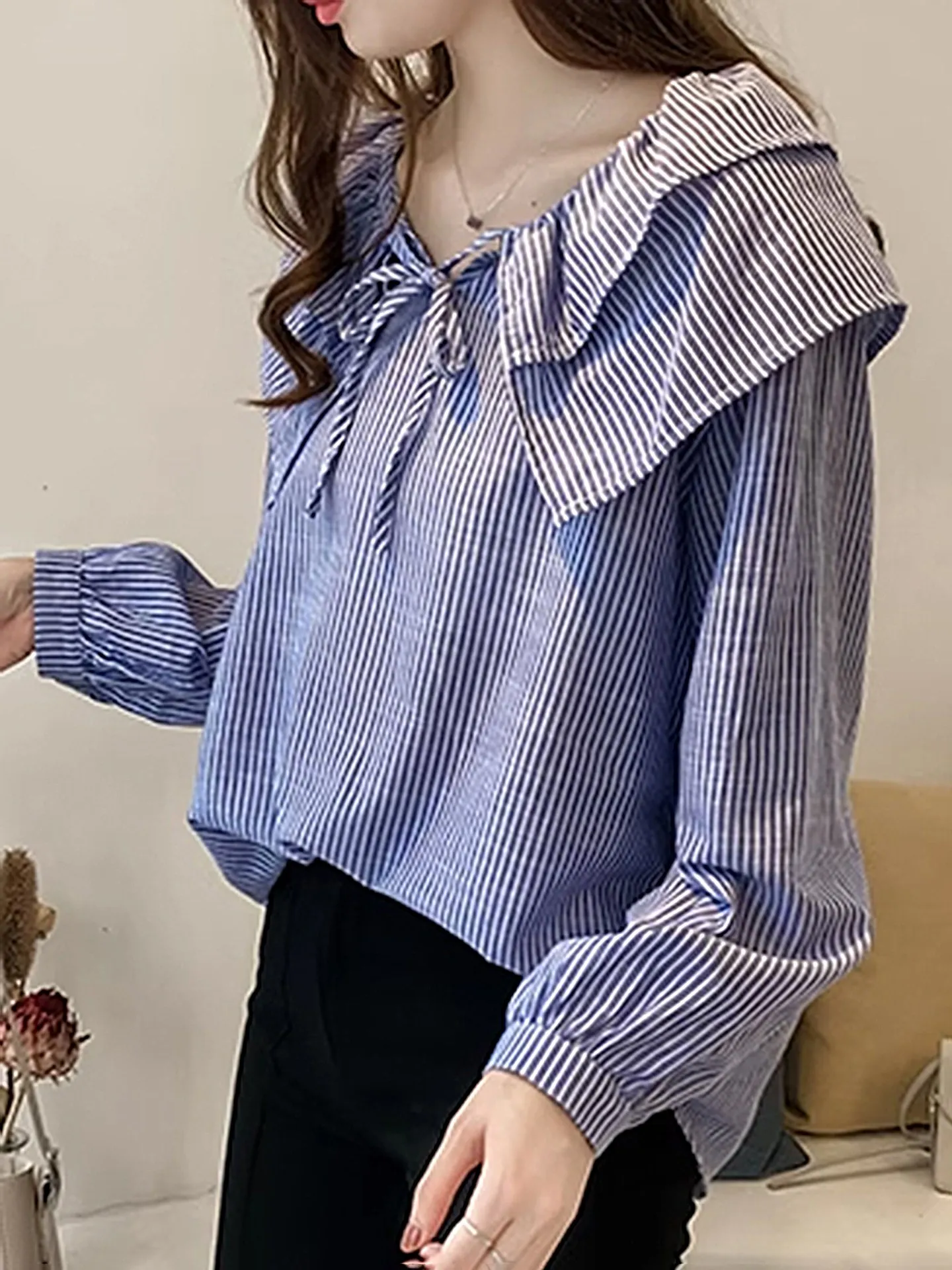 Savanna Ruffle Shirt - Orange Stripes