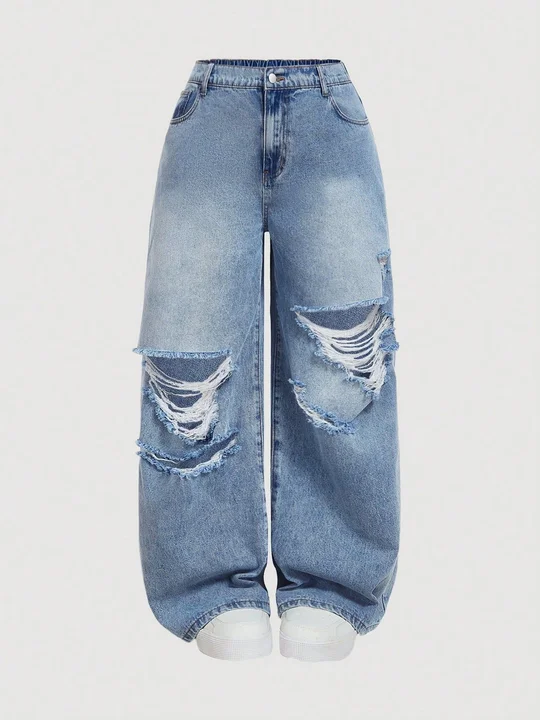 Ripped Straight Leg Jeans | Savana | Bestsellers