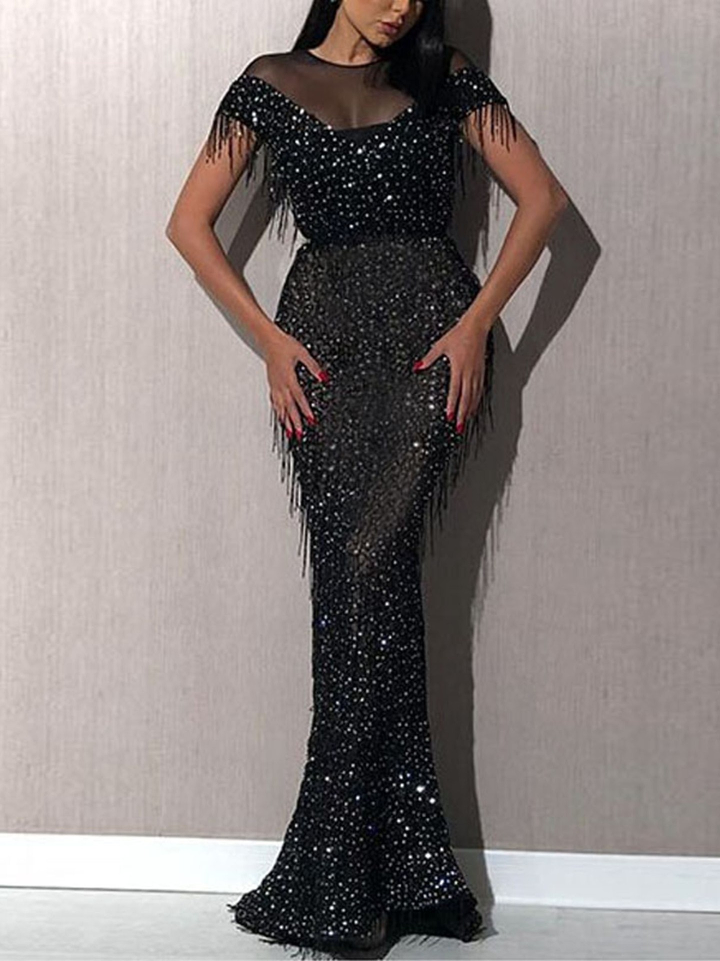 Black Fringed Cocktail Dress