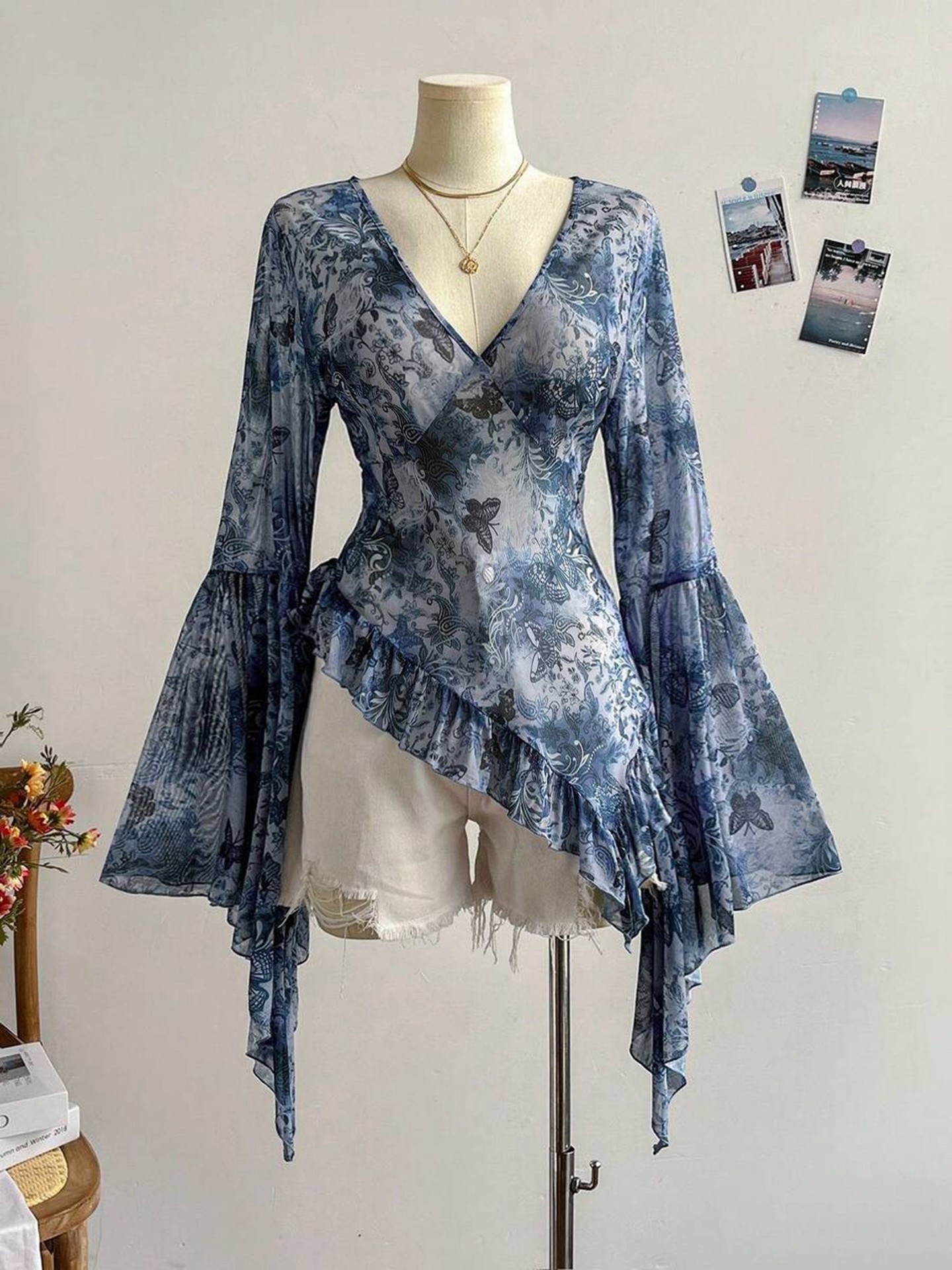 Ruffle Mesh Top