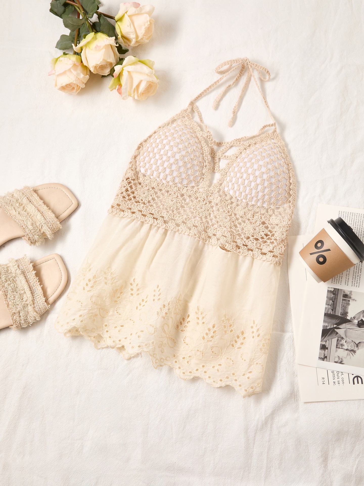 Apricot Patchwork Halter Top