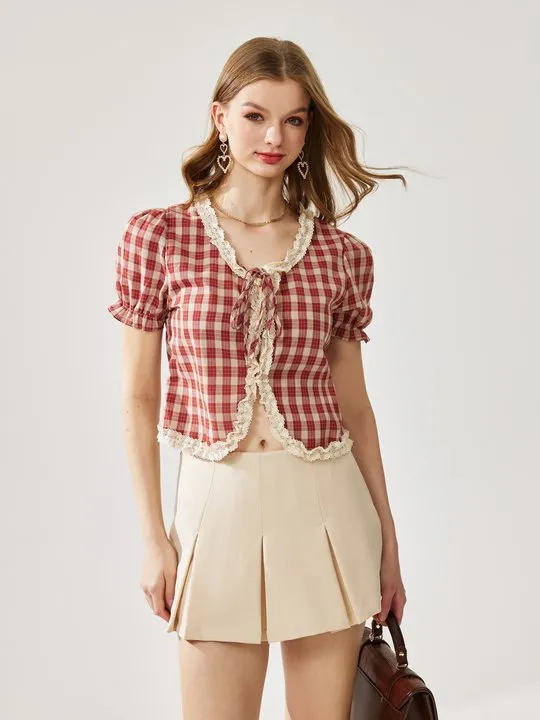 【DALLA】contrast fake two piece Fake two-piece contrast waist blouse | Savana | Bestsellers