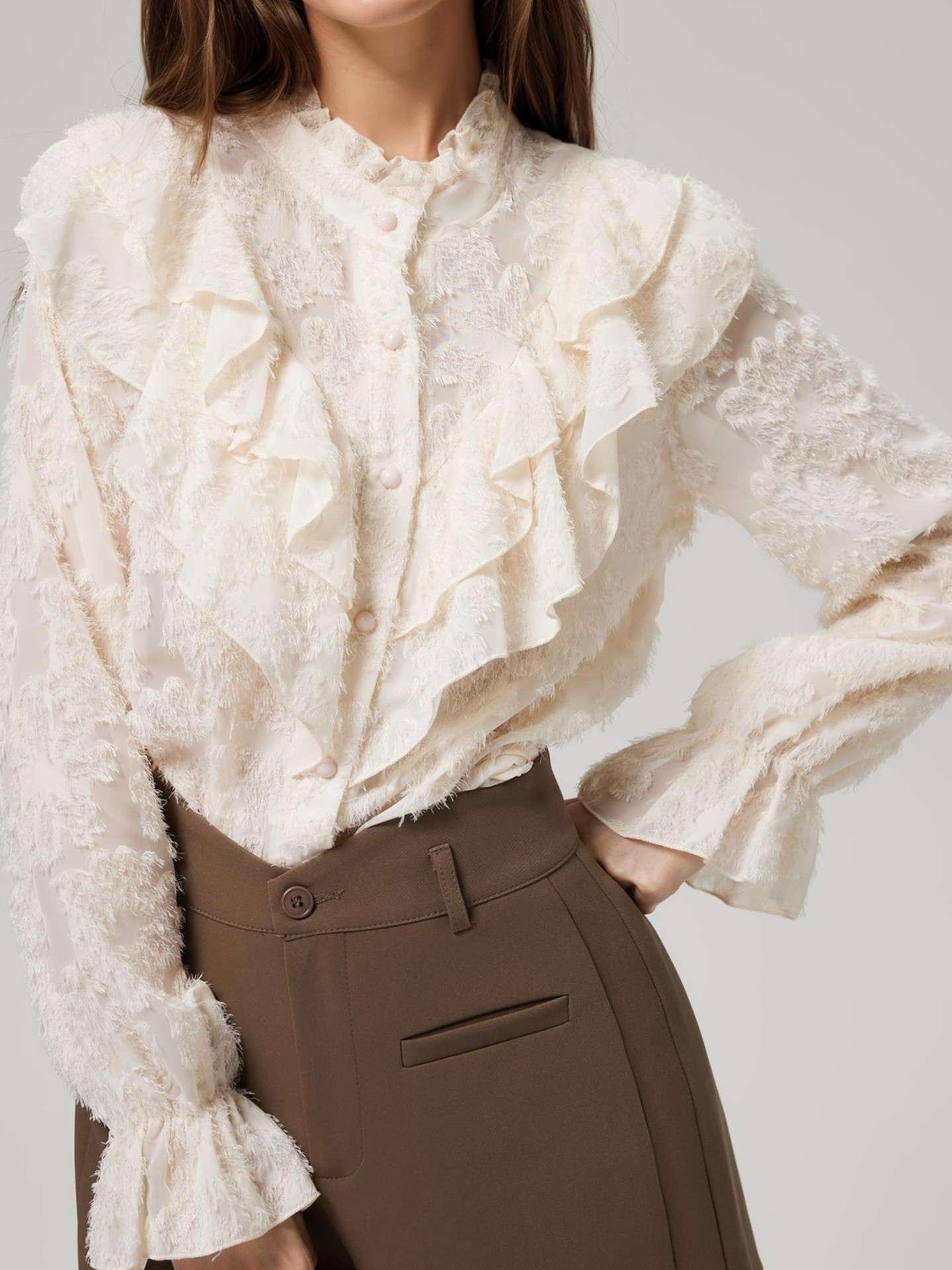 Apricot Ruffle Blouse