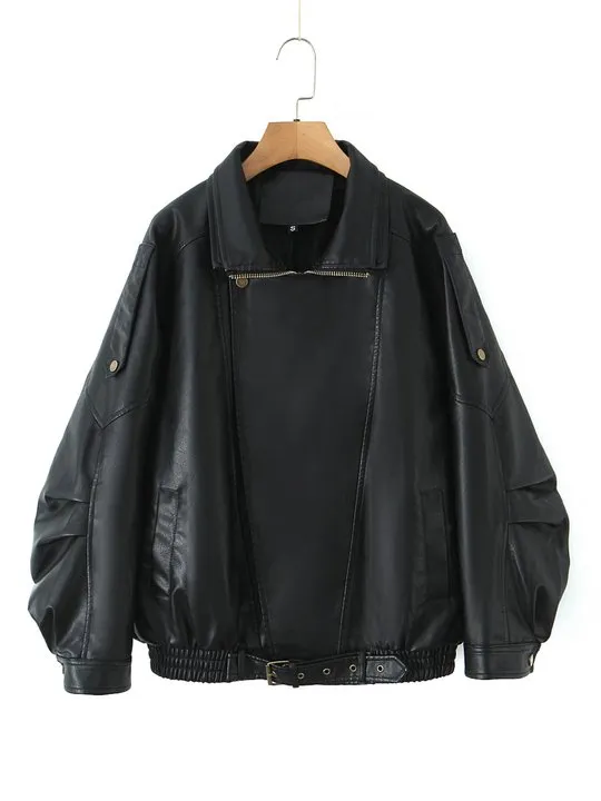 Asymmetric Faux Leather Jacket | Savana | Bestsellers