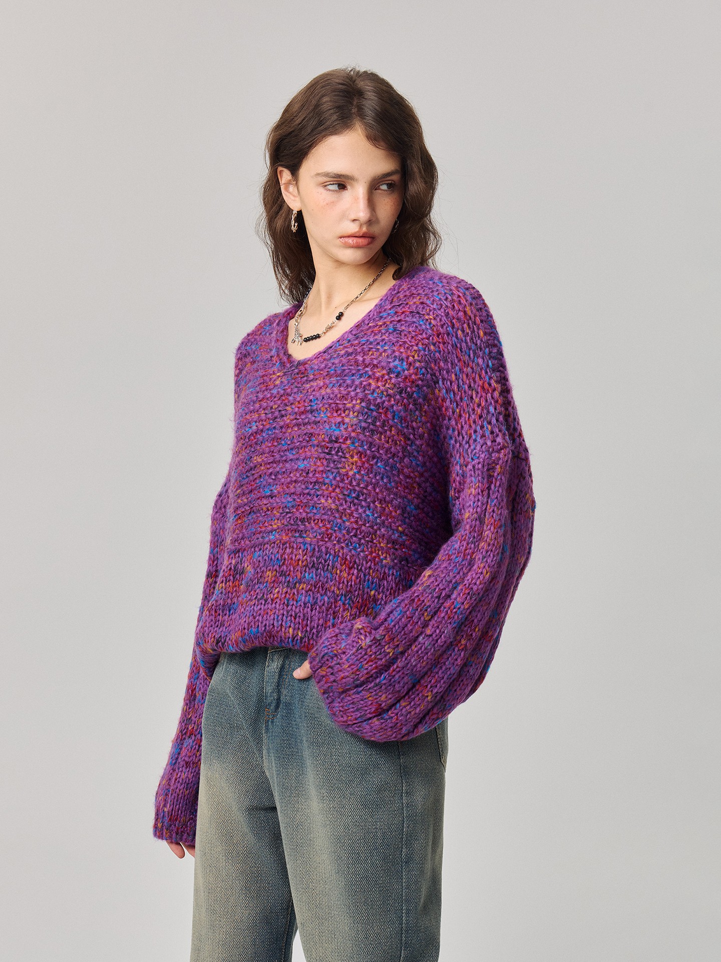 Purple Cable Knit Dress