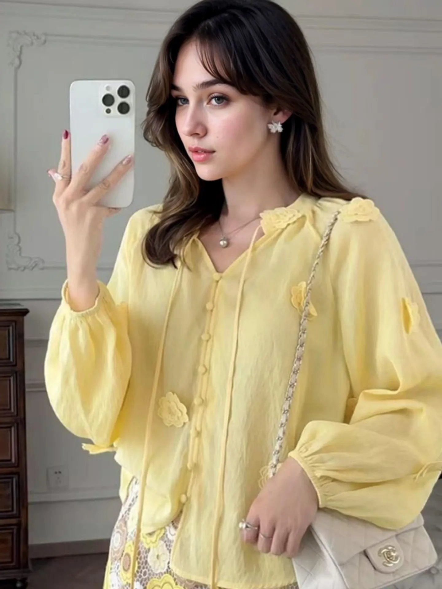 Zinnia Floral Applique Blouse