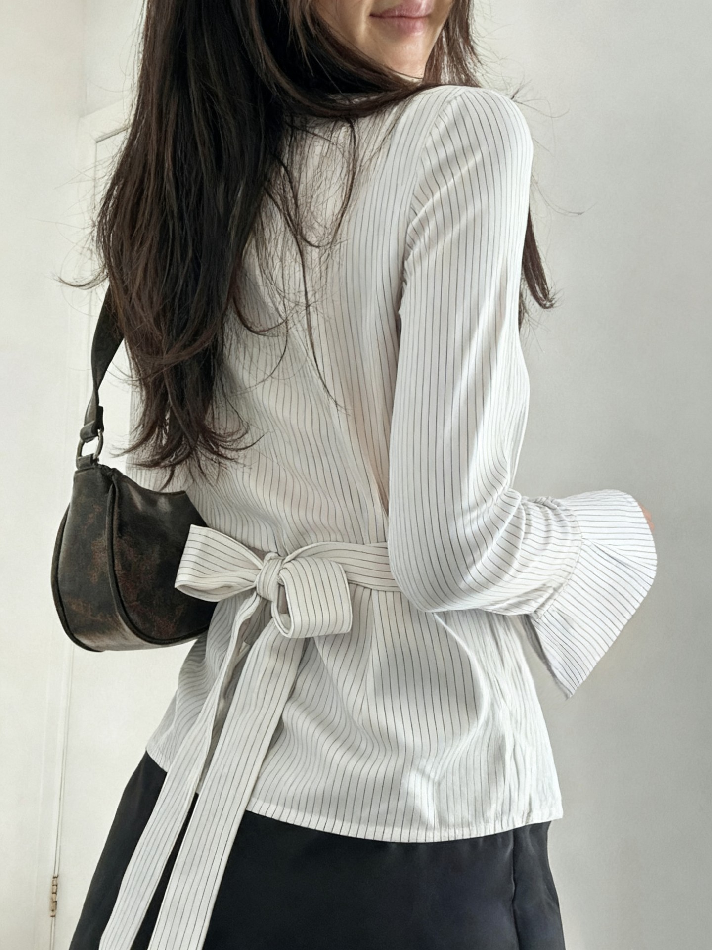 White Belted Placket Blouse