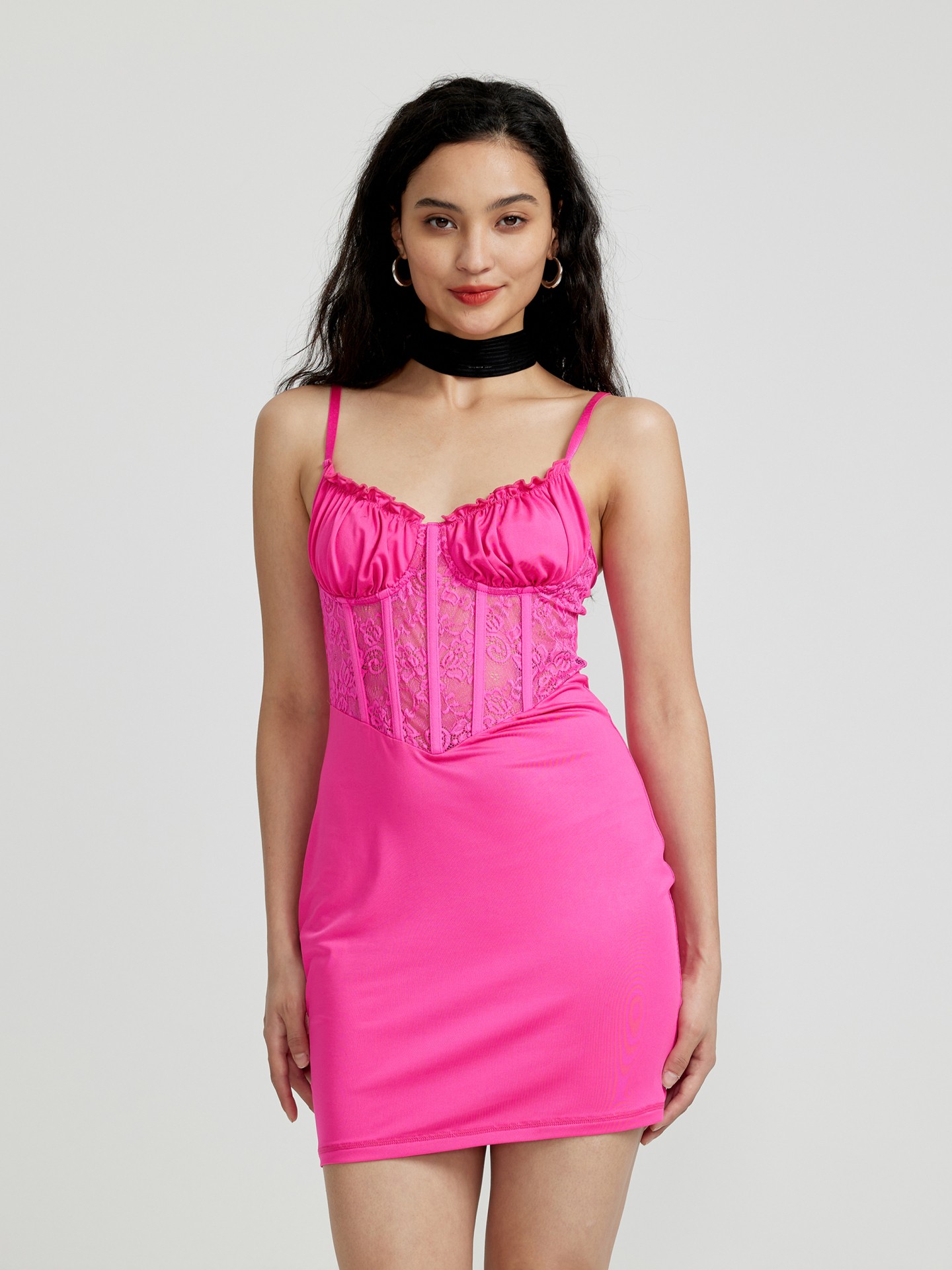 Fuschia Patchwork Bodycon Dress