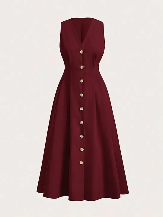 formal dress with buttons Baltic Born Womens Larah Button Dress | Navy Blue main image 0