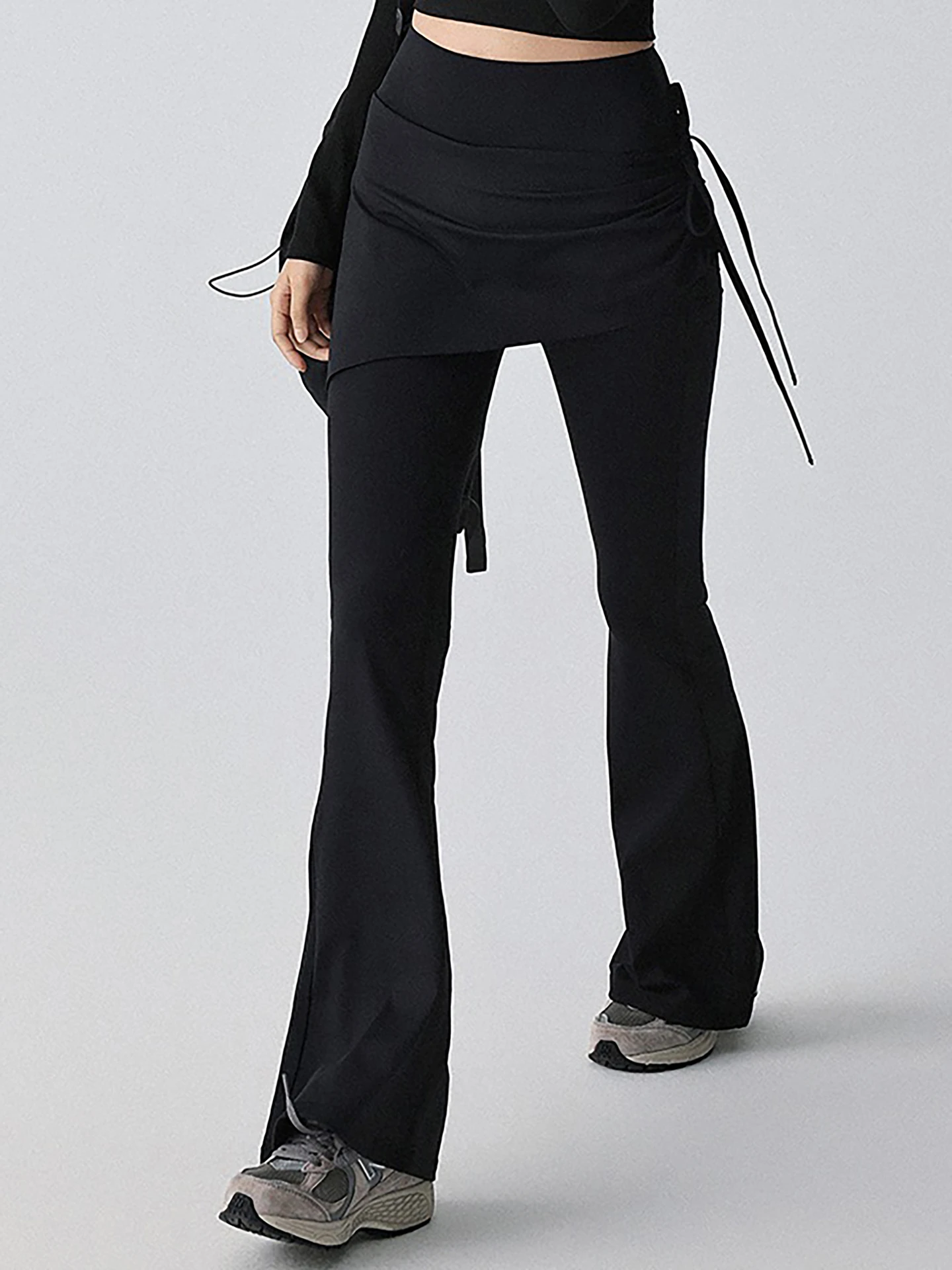 [Moderately Stretchable] High Waist Drawstring Flare Leg Pants | Savana ...