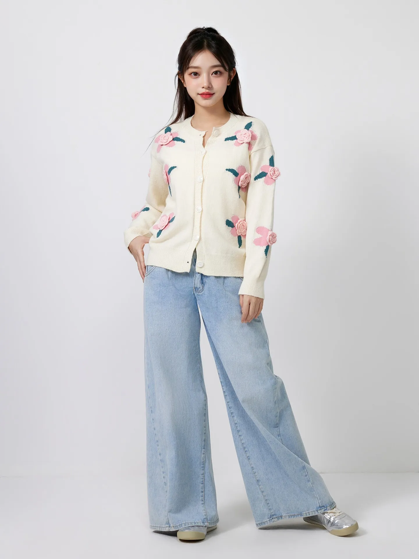 Floral Cable Knit Cardigan | Savana | Bestsellers