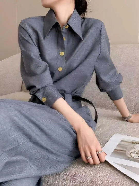 slim fit dress slacks Satin Nights Striped Satin Half-Button Shirt Dress Mocha / L main image 1