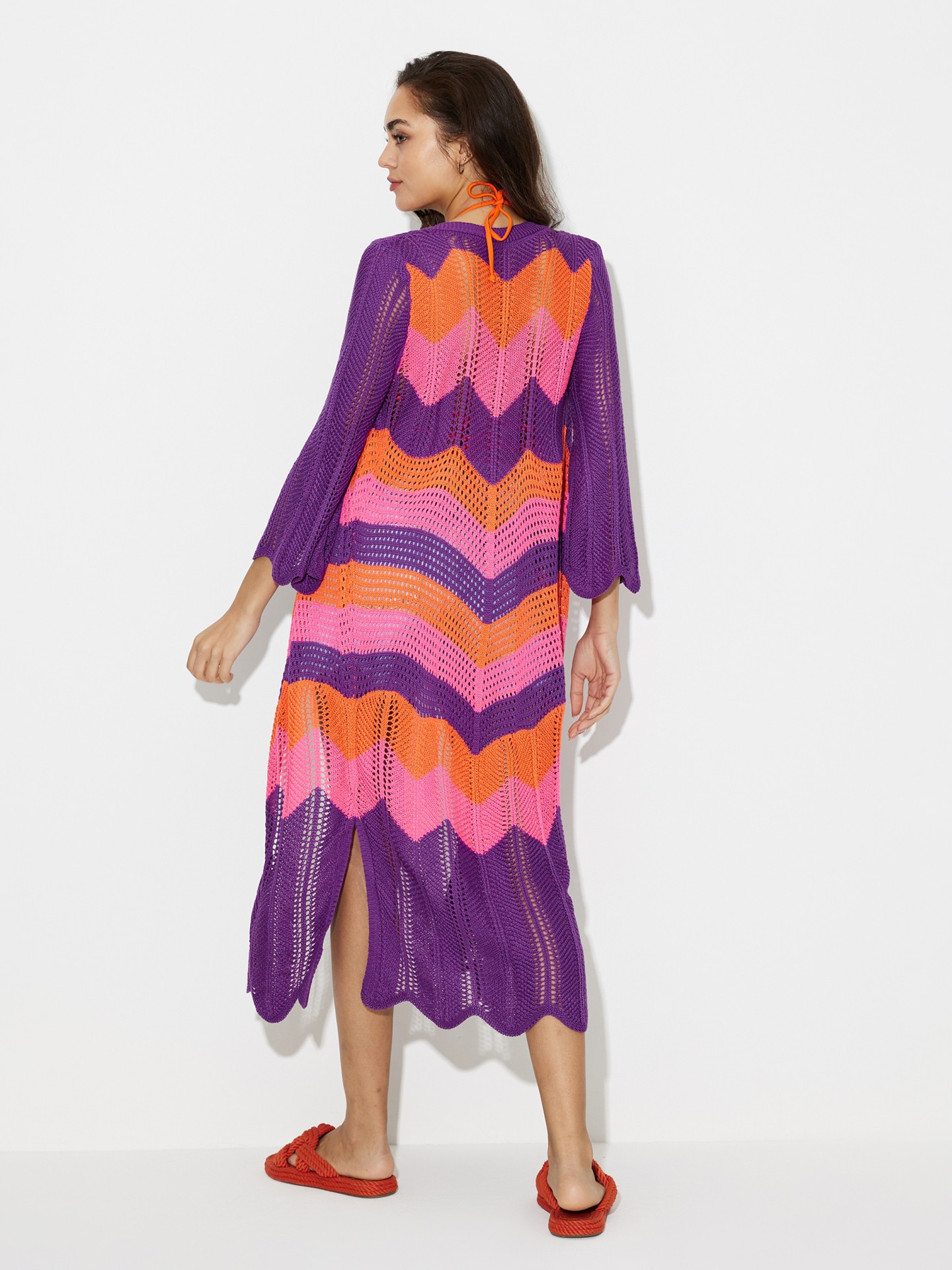 Purple Ruffle Knit Cardigan