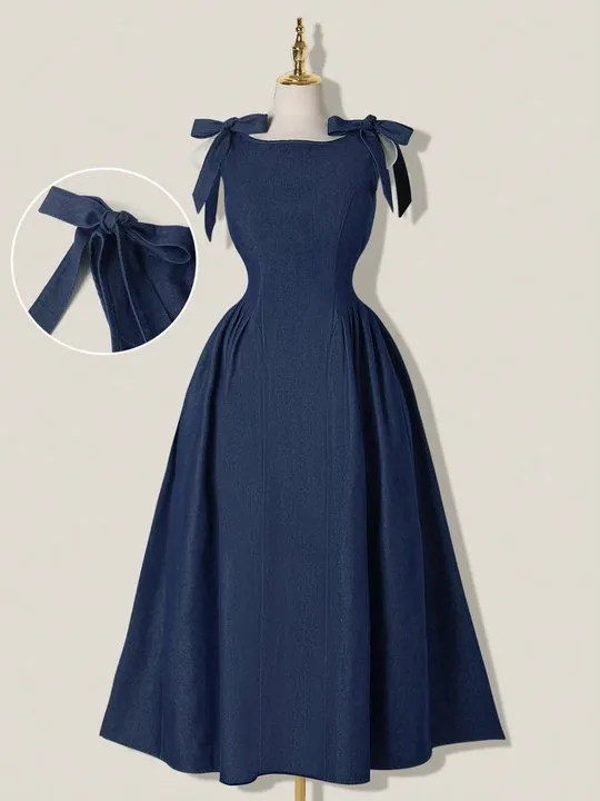 sachin and babi light blue dress Royal Blue Women's Summer Maxi Dress 100% Cotton A-line Casual Female Midi  Dress Long Vintage Elegant Dresses for Women 2025 main image 0