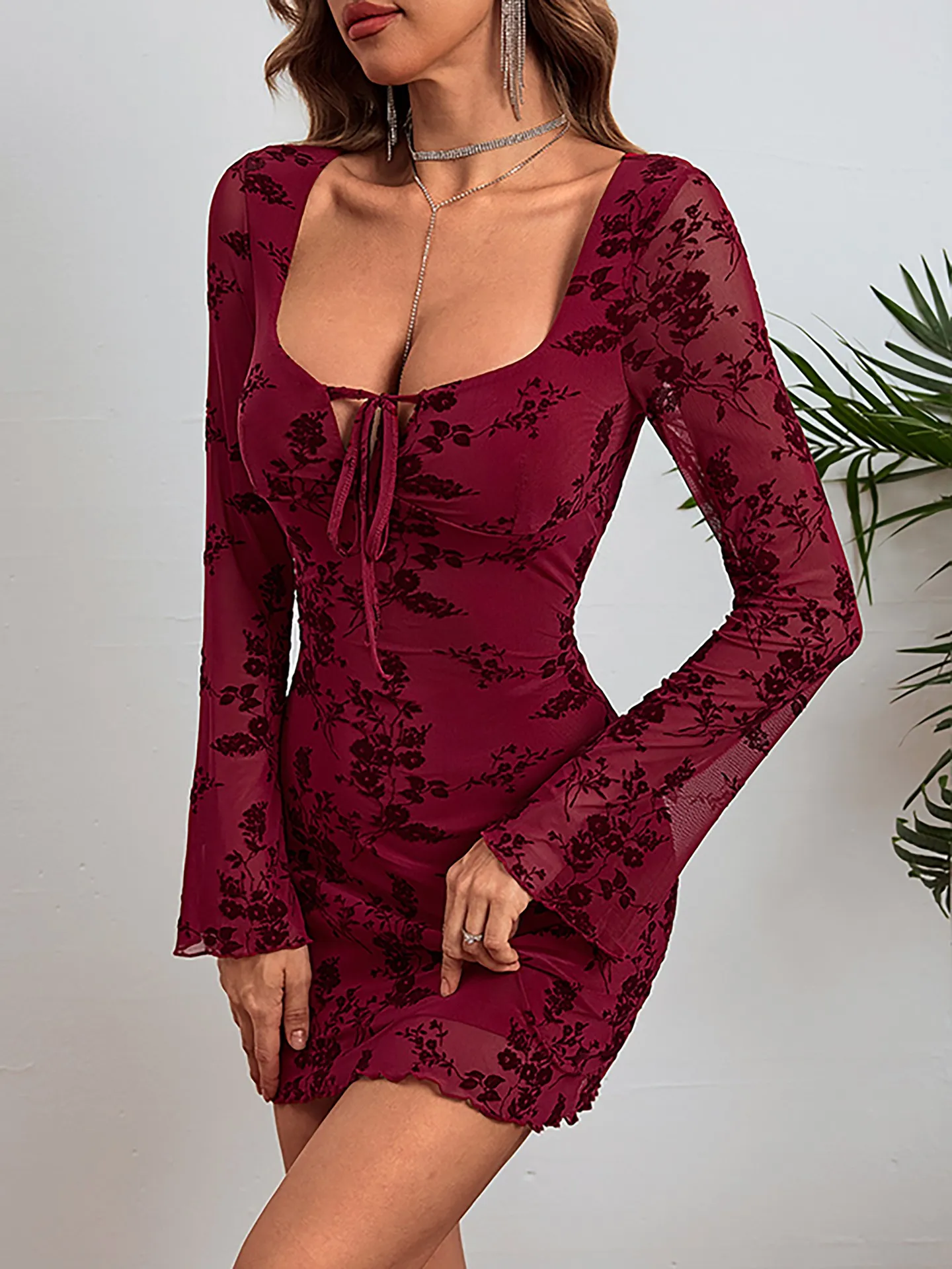 white floral bodycon dress AGNES Black Bodycon Stretch Dress by RUDSAK main image 0