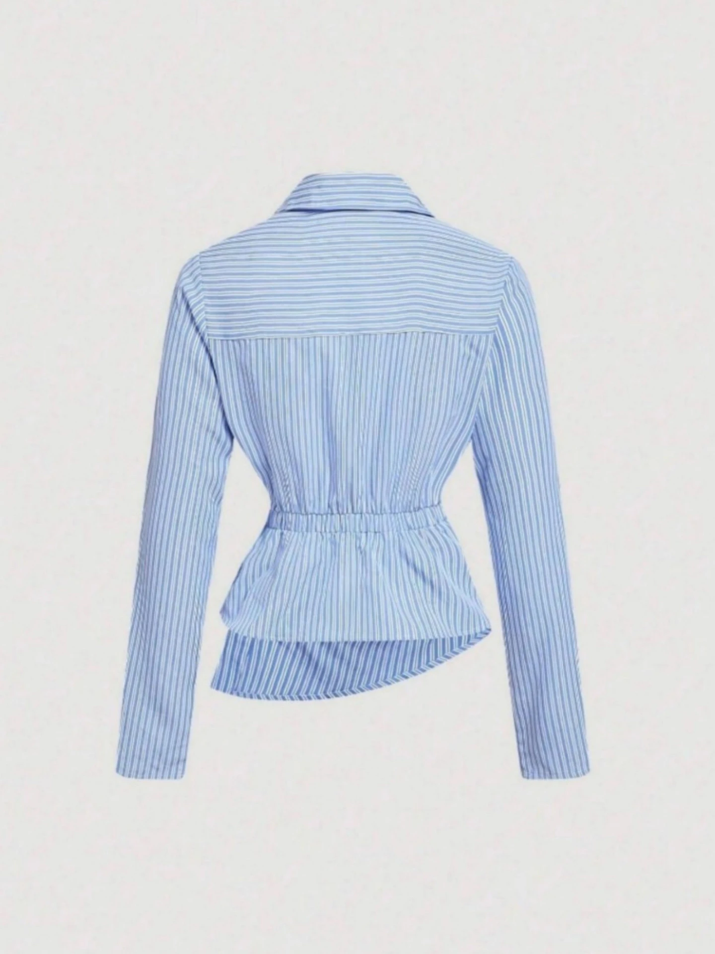 Satin Asymmetrical Collar Wrap Shirt with Side Buttons