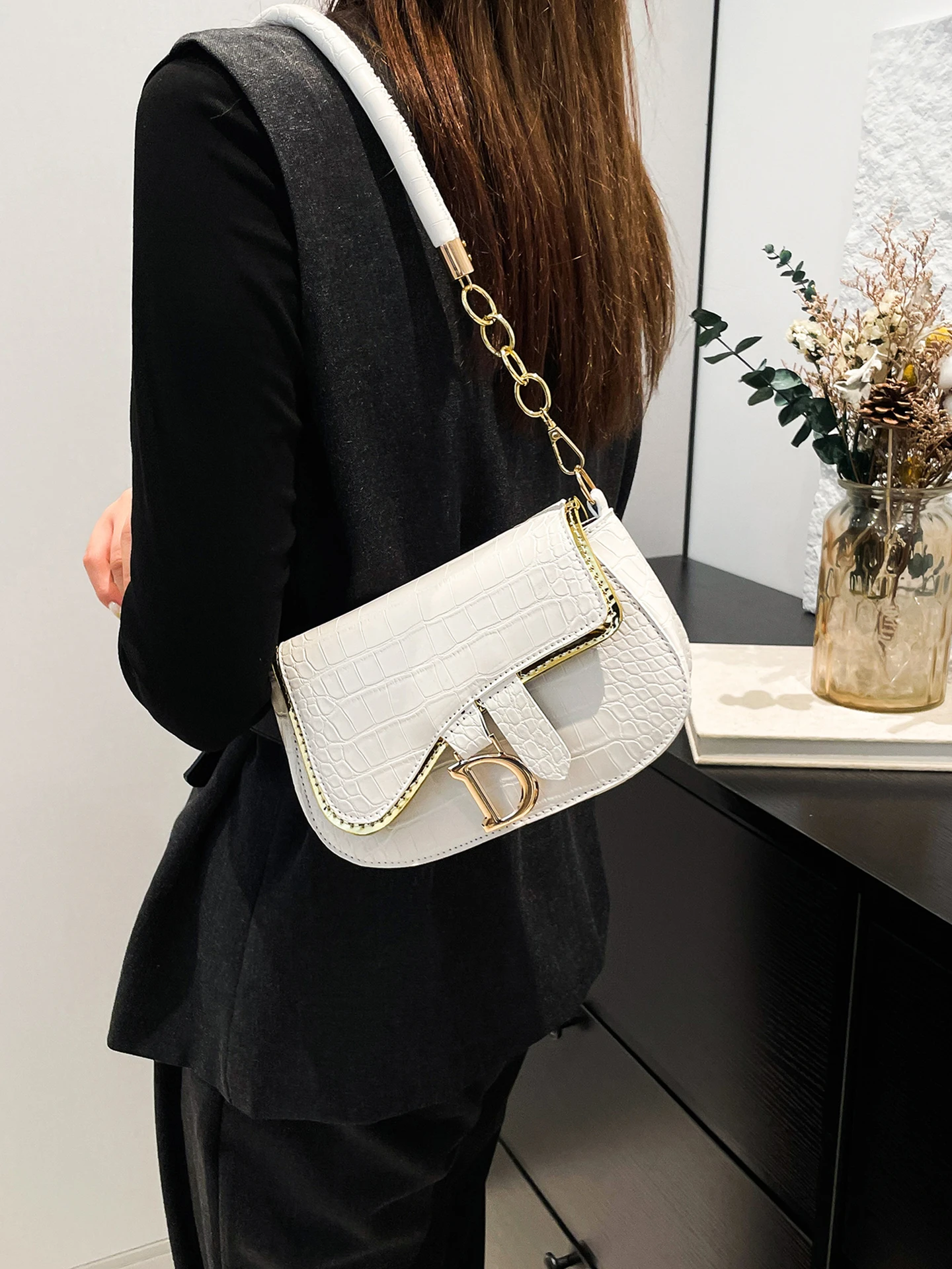 Snake Print Shoulder Bag