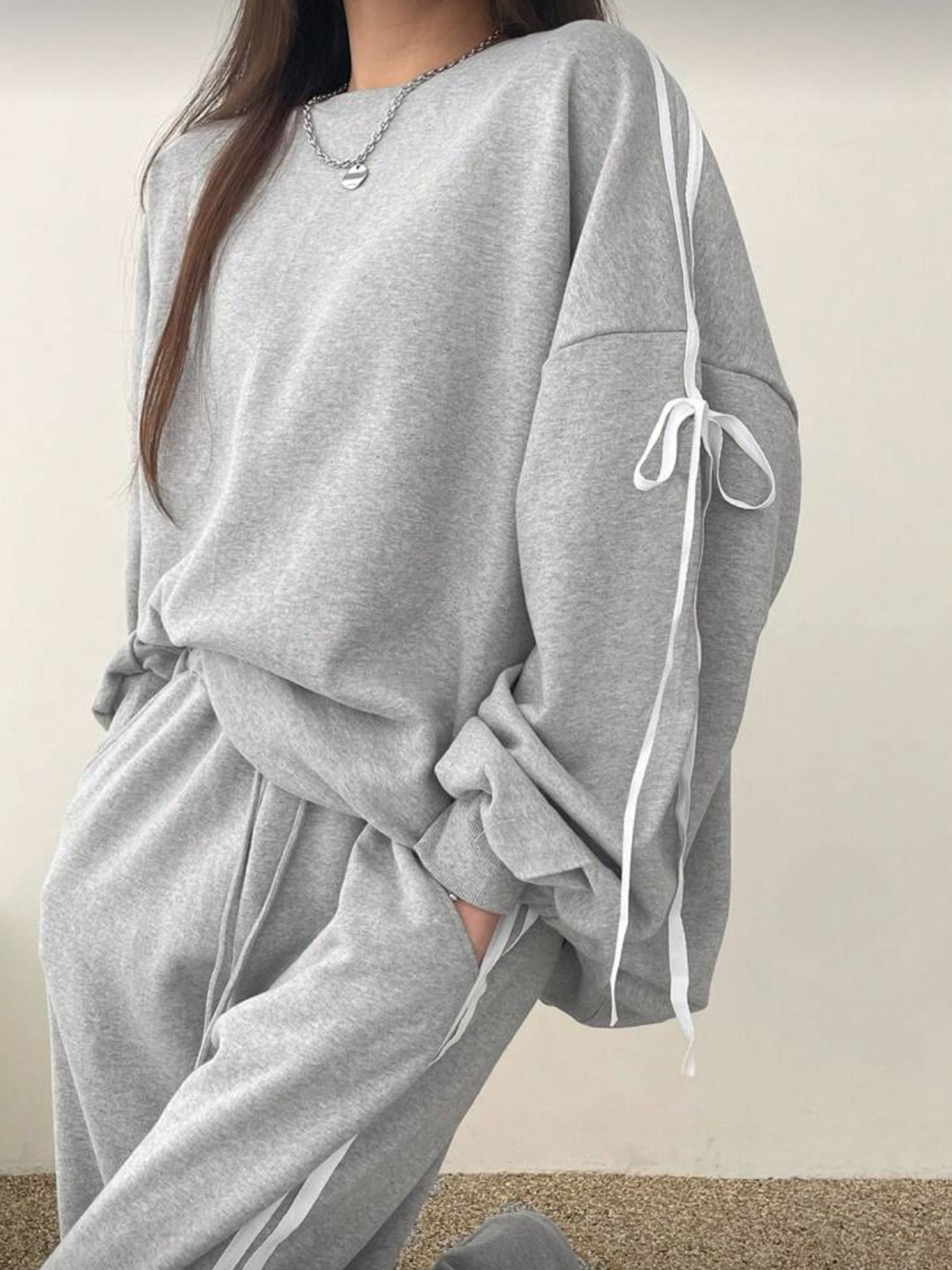 Grey Tie Up Co-ord Set