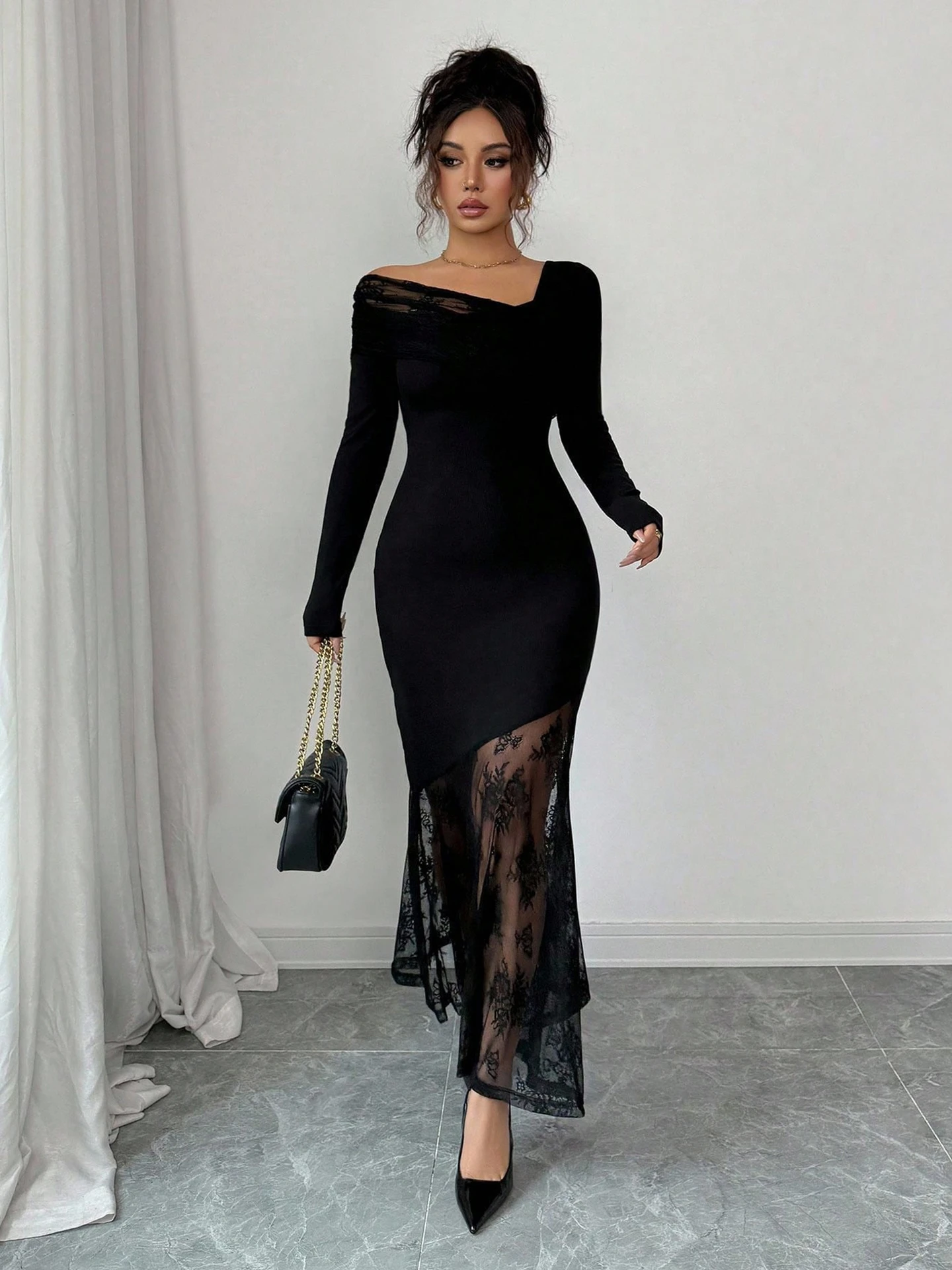 black formal halter dress Homecoming Prom Evening Gown st-maternity-wedding-guest Size:Us 14 Anna Lace Midi Dress