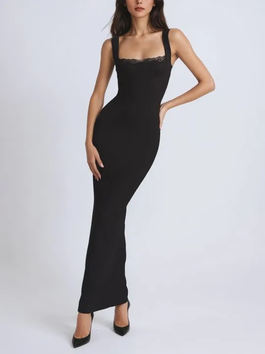 black strappy detail backless cami dress Hattie main image 0