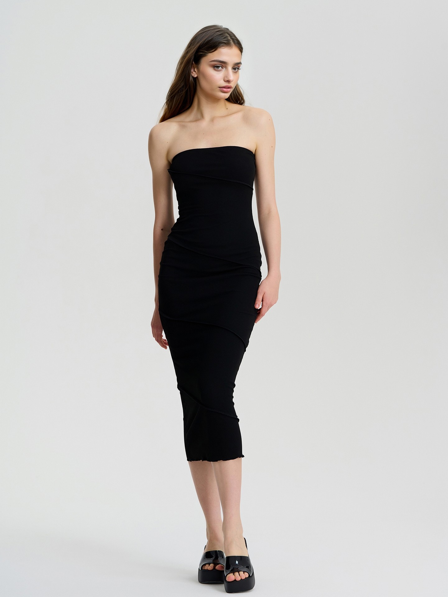 Black Patchwork Bodycon Dress