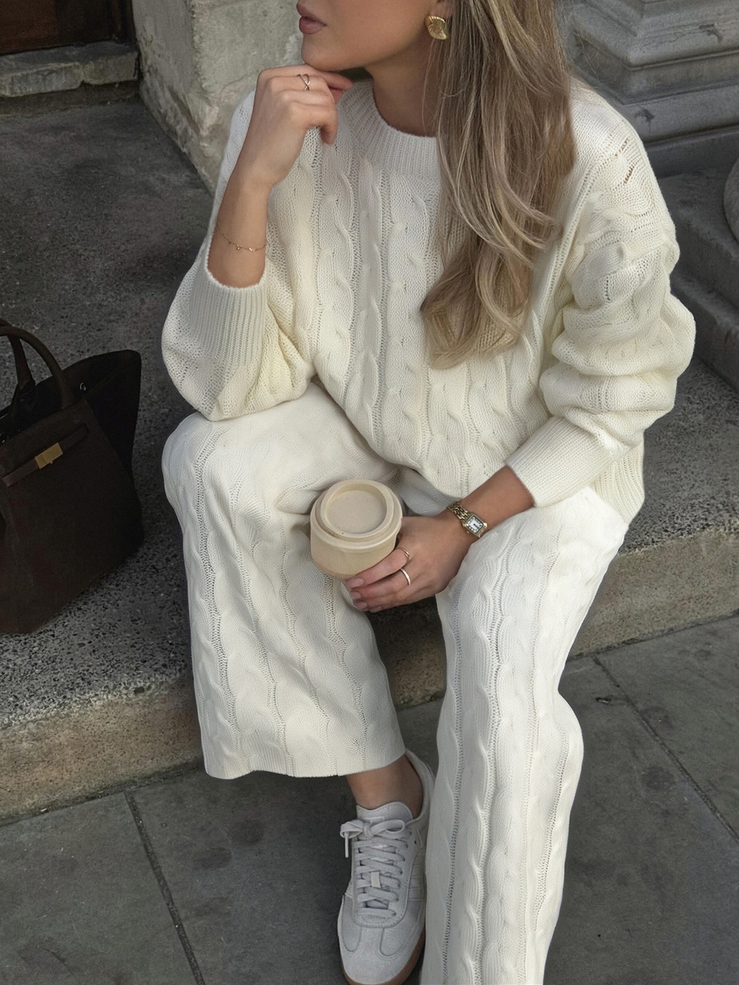 White Cable Knit Co-ords