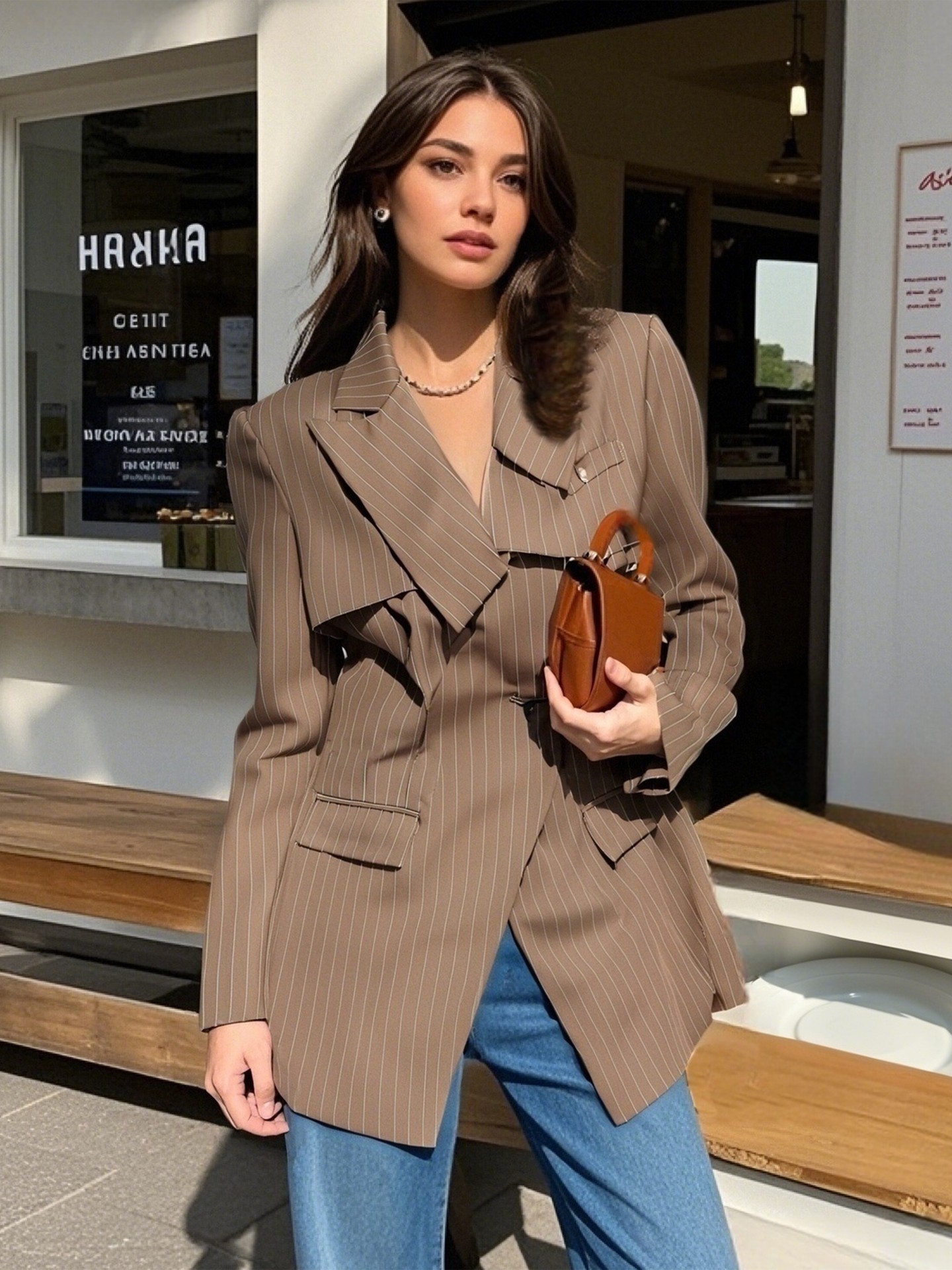 Brown Asymmetric Classic Blazer