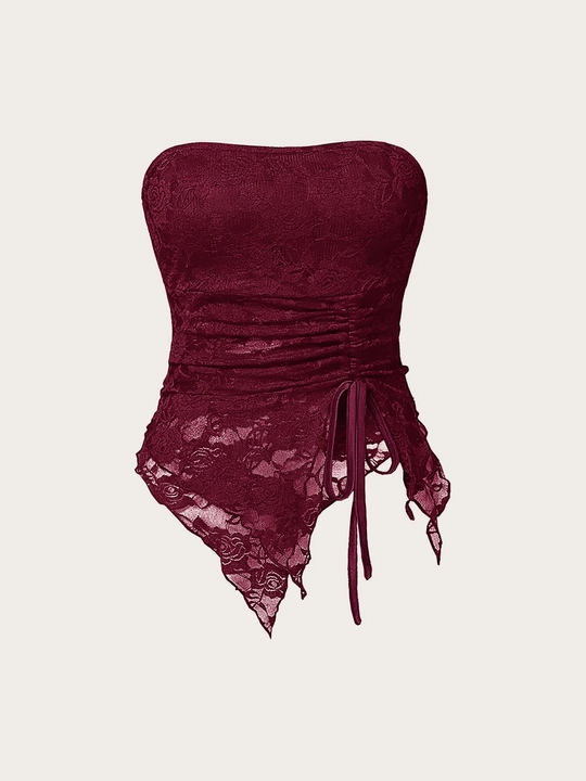 Lace Drawstring Tube Top