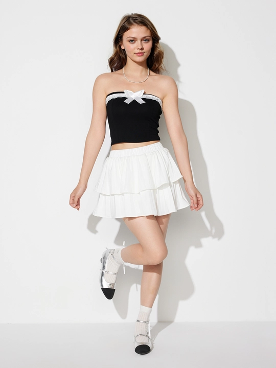 Lettuce trim A-Line Skirt