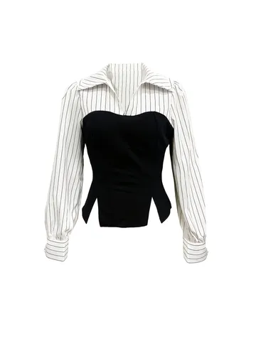 Fake two-piece contrast waist blouse | Savana | Bestsellers