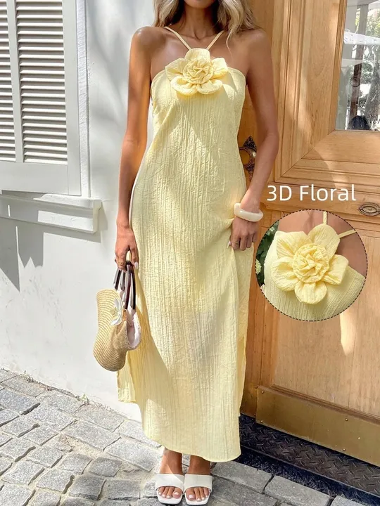 3D Floral Slip Dress