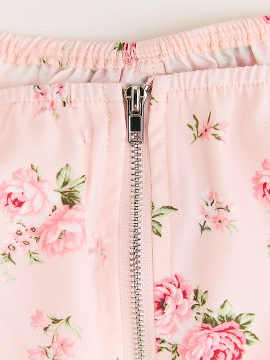 Floral Puff Sleeve Corset Top view 4