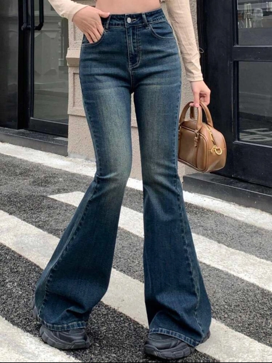 [ High Stretch ] Vintage Contrast Stitching Flare Leg Jeans