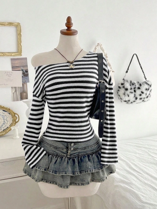 Textured One Shoulder Top view 4