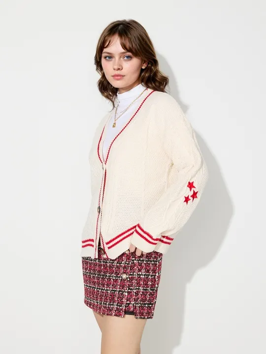 Contrast Stitch Knit Cardigan | Savana | Bestsellers Contrast Stitch Knit Cardigan | Savana | Bestsellers