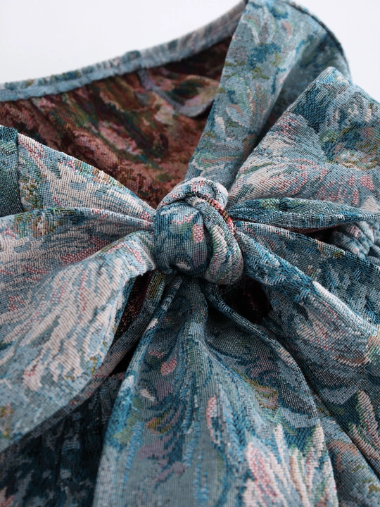 Jacquard Ruffle Tube Top view 3