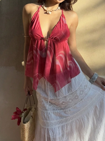 Metallic Decor Halter Top