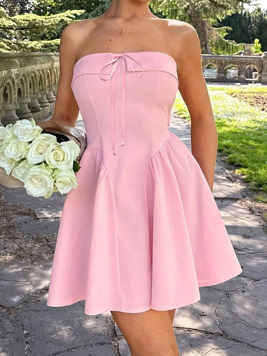 backless tube dress Women Sexy Cutout Mini Tube Dress Strapless Backless Bodycon Short Dress Y2k Party Night Out Cocktail Dresses(Cutout Apricot,S) at Amazon Women's Clothing store