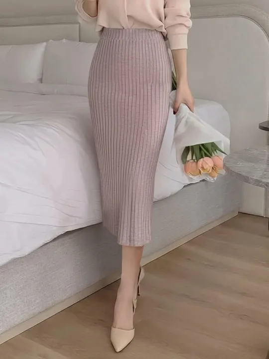 Textured Slit Skirt