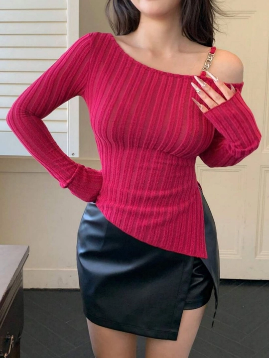 Slit One Shoulder Top