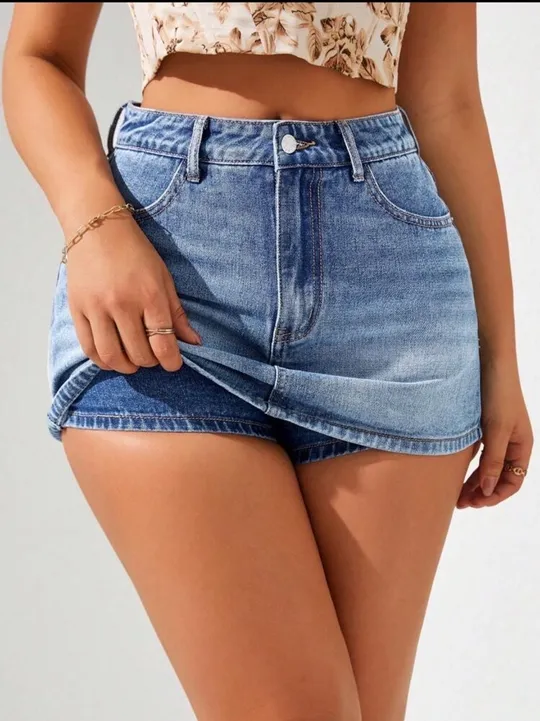 Slit Denim Culotte Shorts