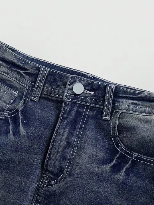 Embroidered Denim Straight Skirt view 2