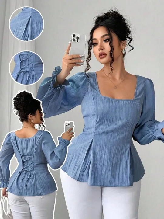 Plus Size Lace Up Top
