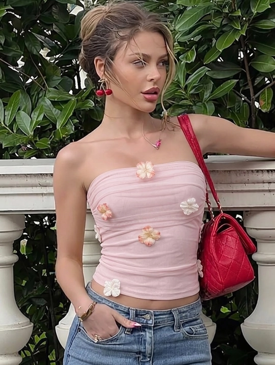 3D Floral Tube Top