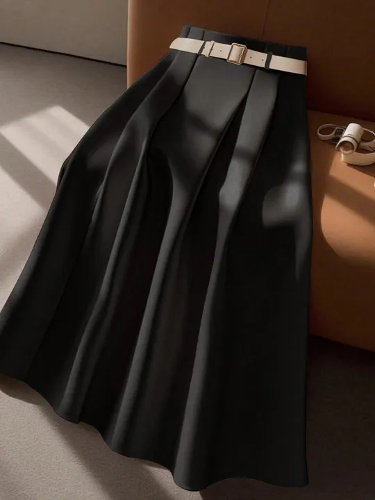 Belted A-Line Skirt