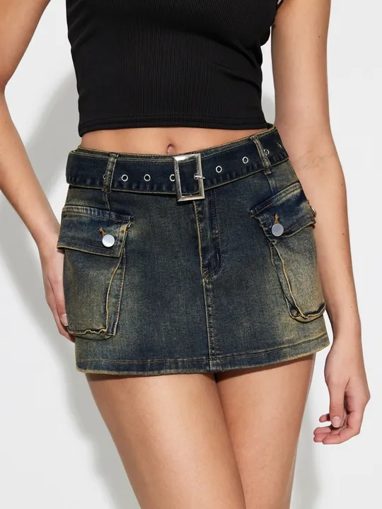 Pocket Denim Straight Leg Shorts