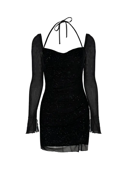 blue bodycon dress for women Black Shimmer Criss Cross Open Back Prom Dress – Runway Catalog main image 0